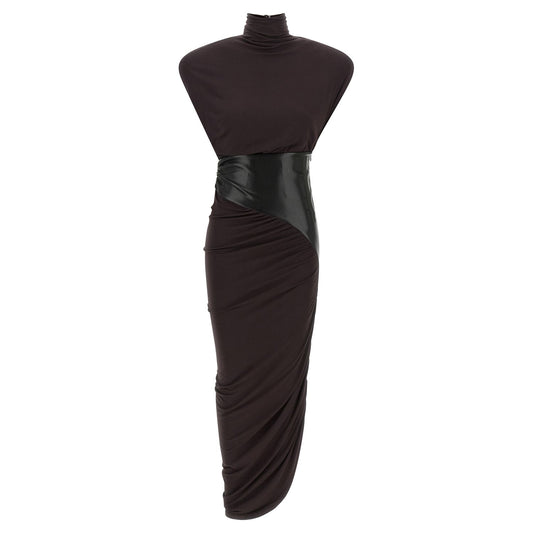 The Andamane Bordeaux Viscose Midi Dress
