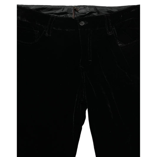 Ermanno Scervino Black Viscose Blend Velvet Slim Fit Pants