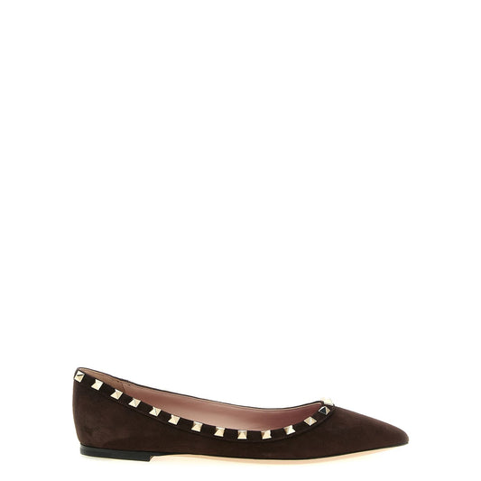 Valentino Garavani Brown Calfskin Ballet Flats