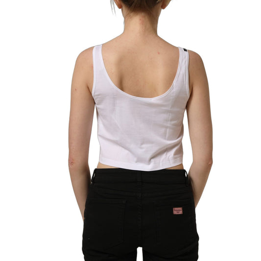 Dolce & Gabbana White Cotton Sleeveless Cropped Tank Top