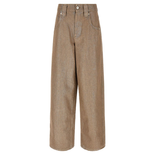 Brunello Cucinelli Beige Cotton Relaxed Fit Jeans
