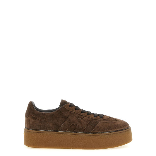 Hogan Brown Calfskin Platform Sneakers