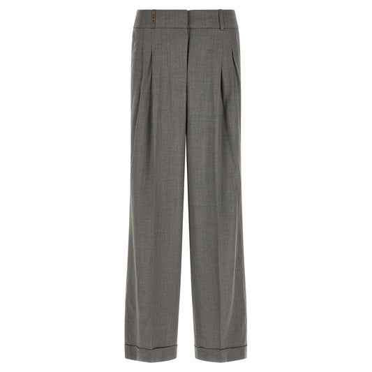Peserico Gray Virgin Wool Casual Pants