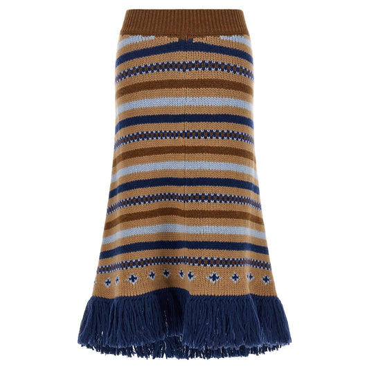 Alanui Multicolor Virgin Wool Midi Skirt