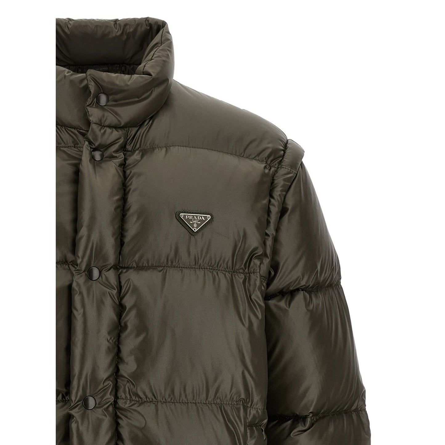 Prada Gray Recycled Polyamide Full-Length Jacket