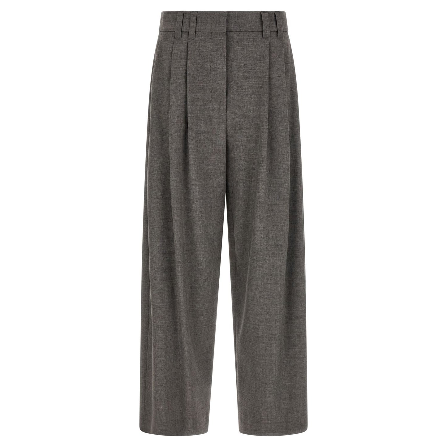 Brunello Cucinelli Gray Virgin Wool Cropped Pants