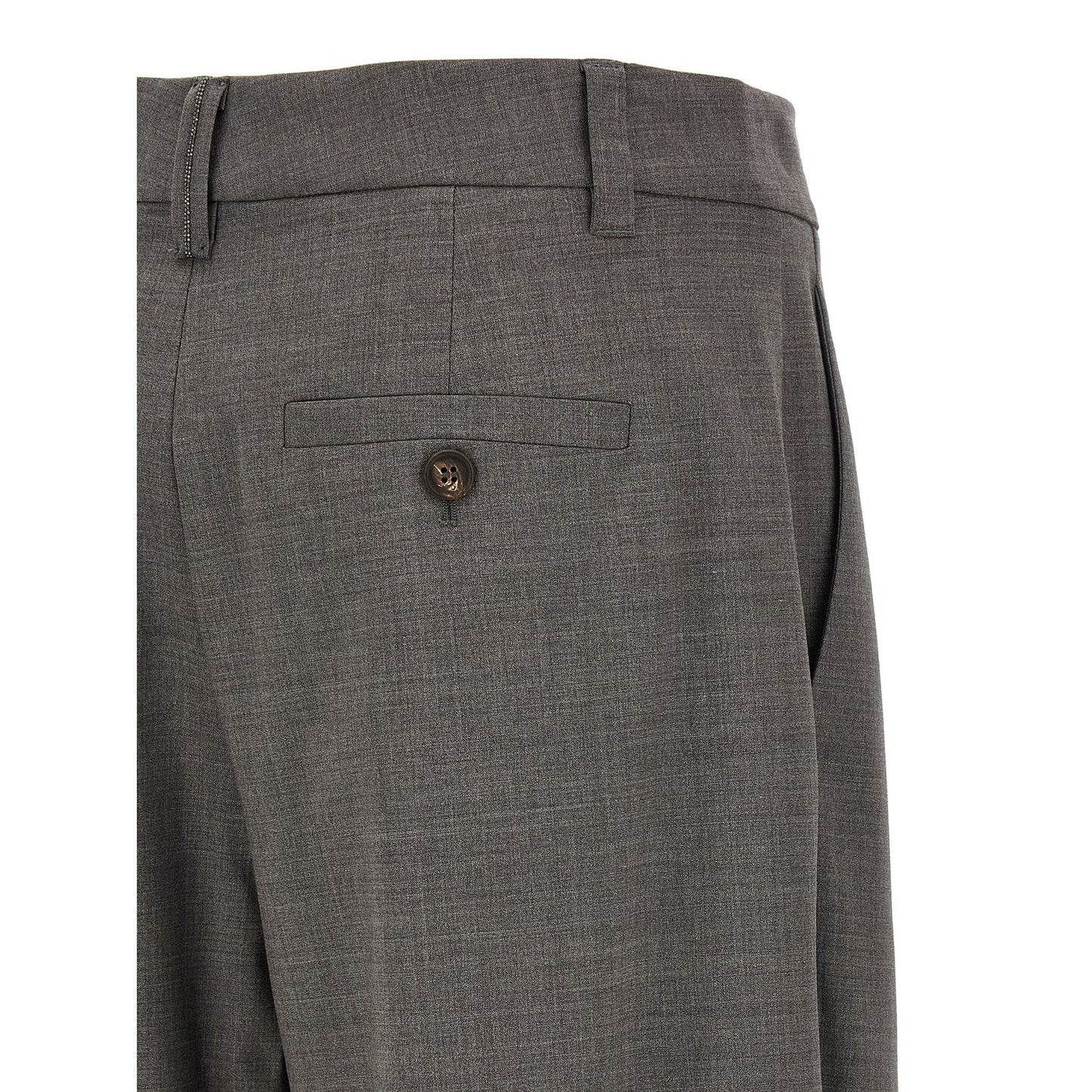 Brunello Cucinelli Gray Virgin Wool Cropped Pants