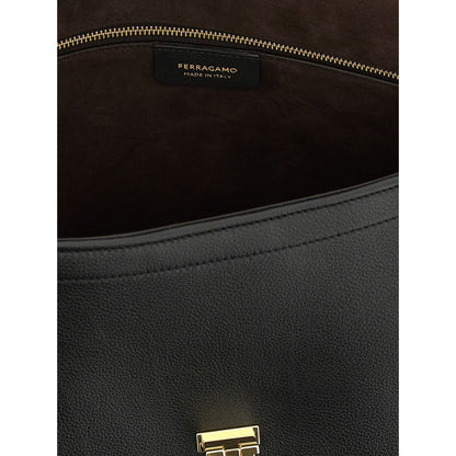 Ferragamo Black Calfskin Shoulder Bag