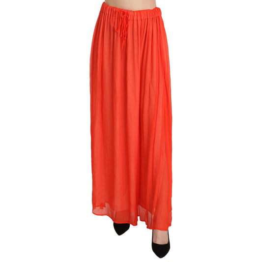 Jucca Elegant Orange Pleated Maxi Skirt Jucca