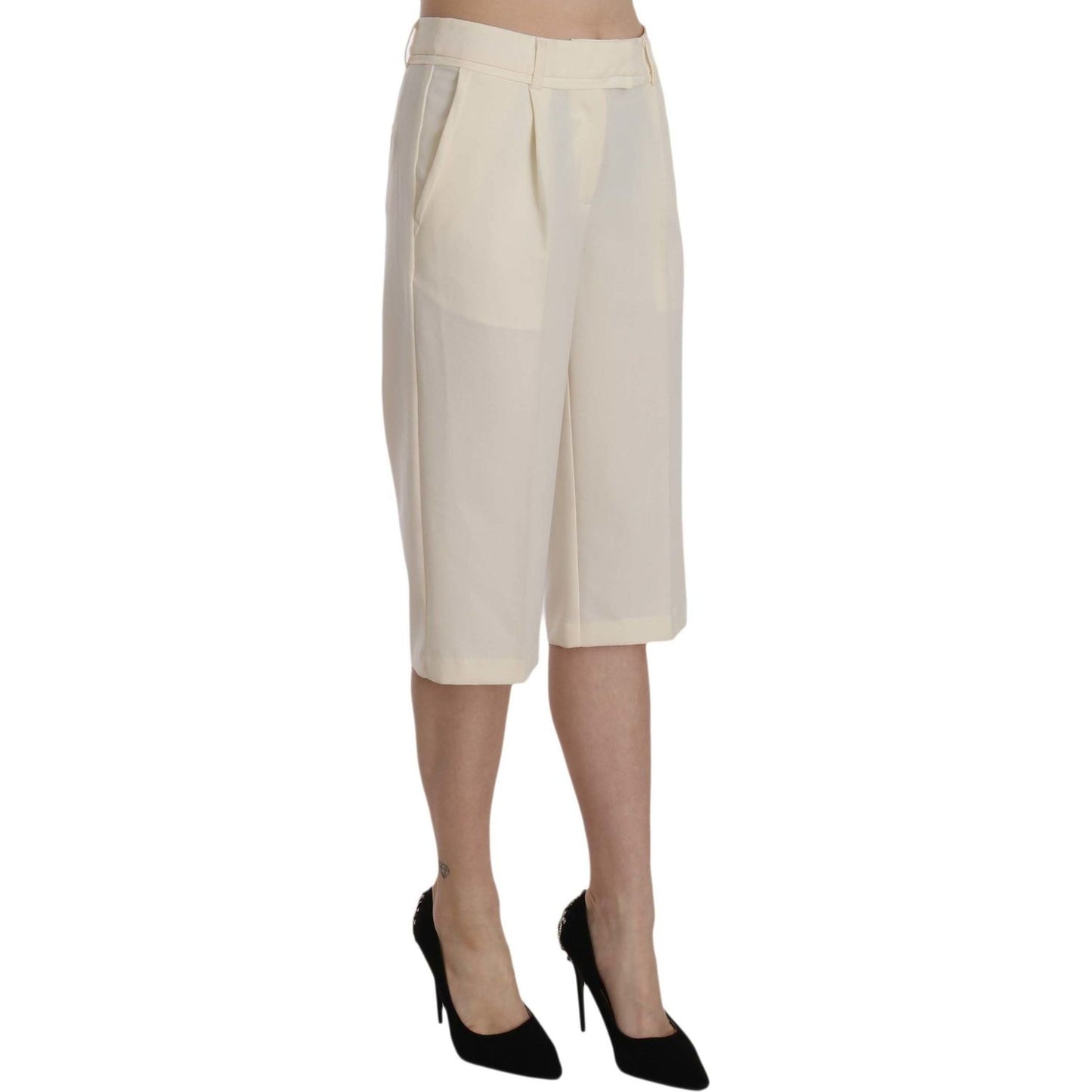 Silvian Heach Elegant Straight Cropped Pants in Cream Silvian Heach