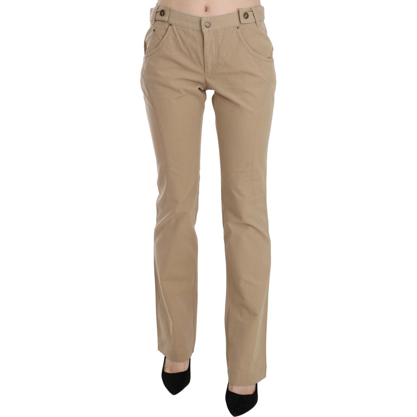 Just Cavalli Beige Mid Waist Straight Leg Pants Jeans & Pants Just Cavalli