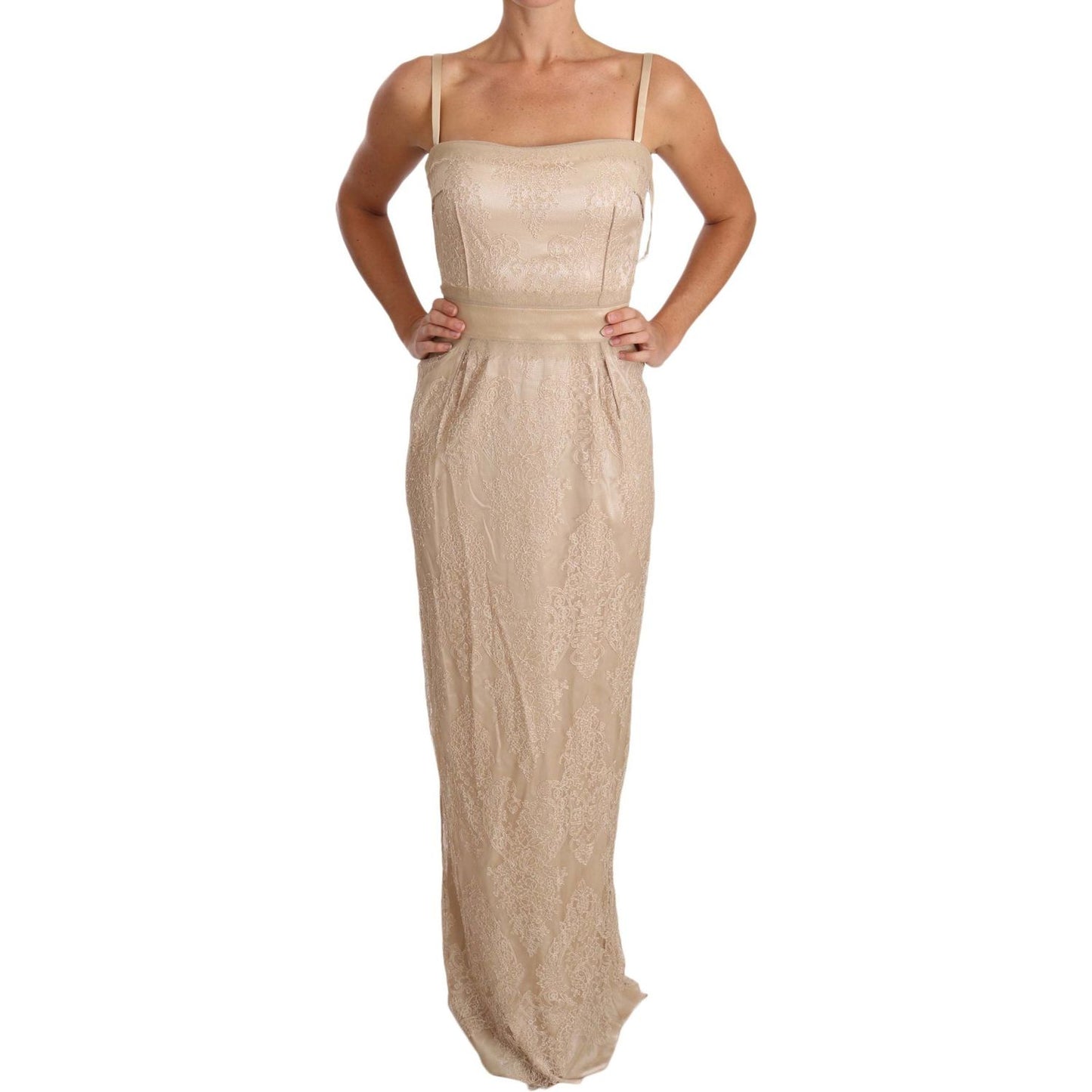 Dolce & Gabbana Elegant Beige Sheath Floor-Length Dress Dolce & Gabbana