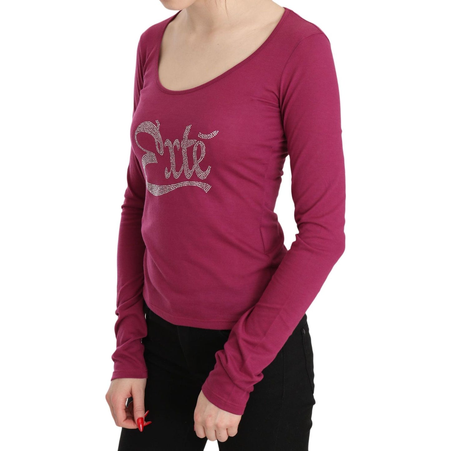 Pink Exte Crystal Embellished Long Sleeve Top