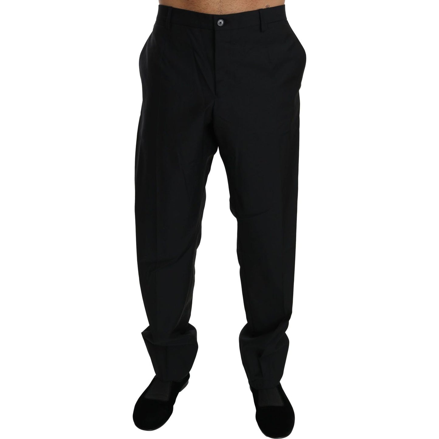 Dolce & Gabbana Elegant Black Virgin Wool Dress Pants Jeans & Pants Dolce & Gabbana