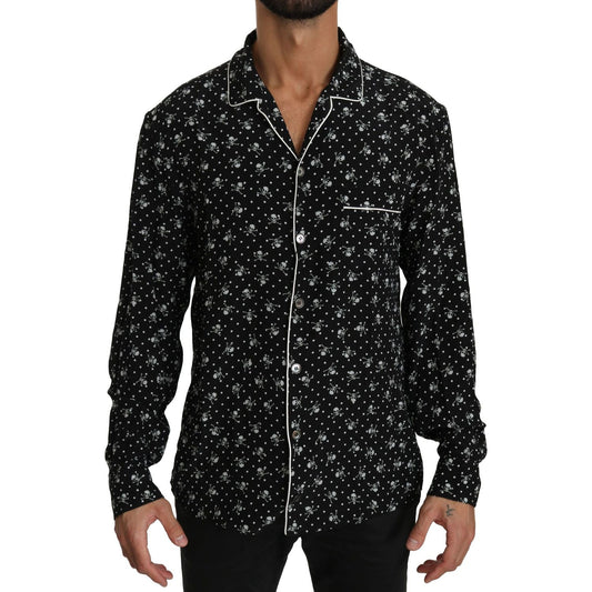 Dolce & Gabbana Elegant Silk Pajama Shirt with Skull Print Dolce & Gabbana