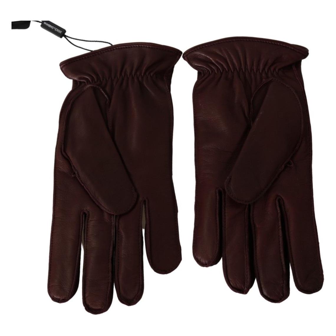 Dolce & Gabbana Elegant Maroon Wrist-Length Lambskin Gloves Dolce & Gabbana