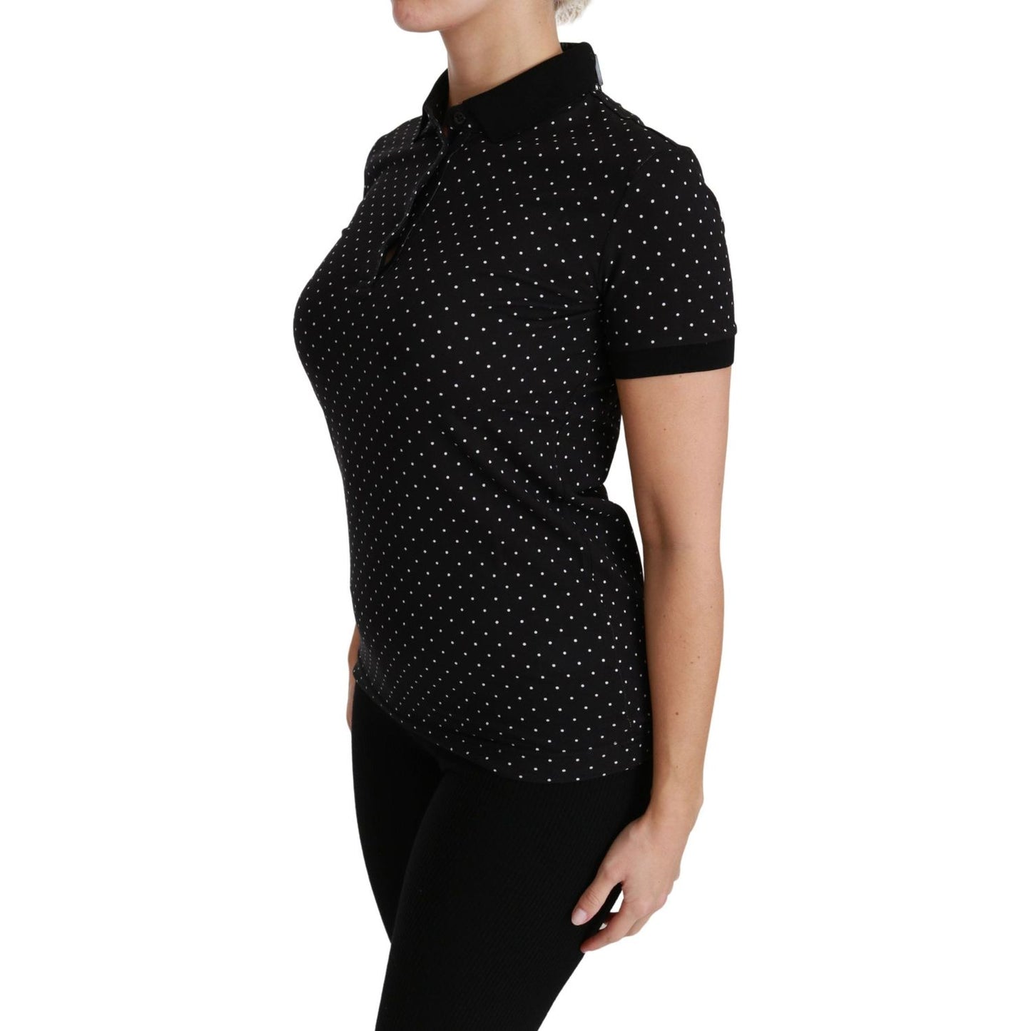 Dolce & Gabbana Elegant Black Dotted Polo Shirt Dolce & Gabbana