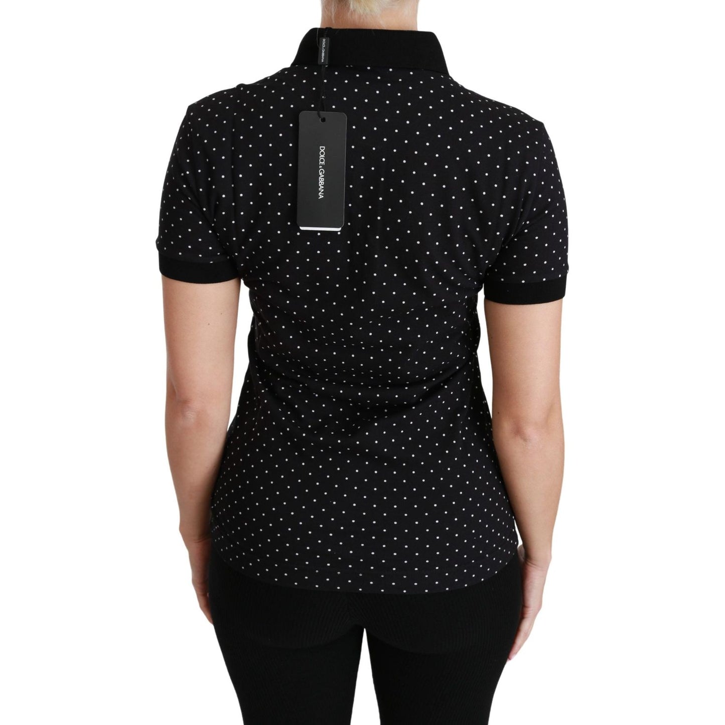 Dolce & Gabbana Elegant Black Dotted Polo Shirt Dolce & Gabbana