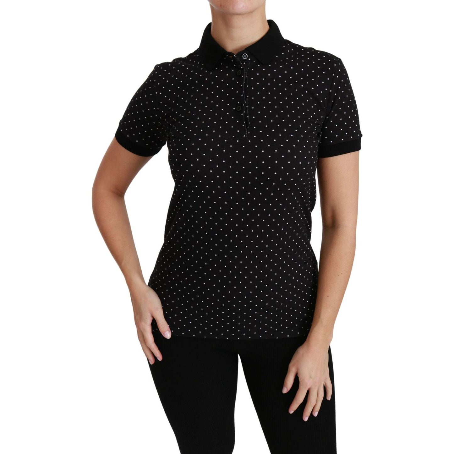 Dolce & Gabbana Elegant Black Dotted Polo Shirt Dolce & Gabbana