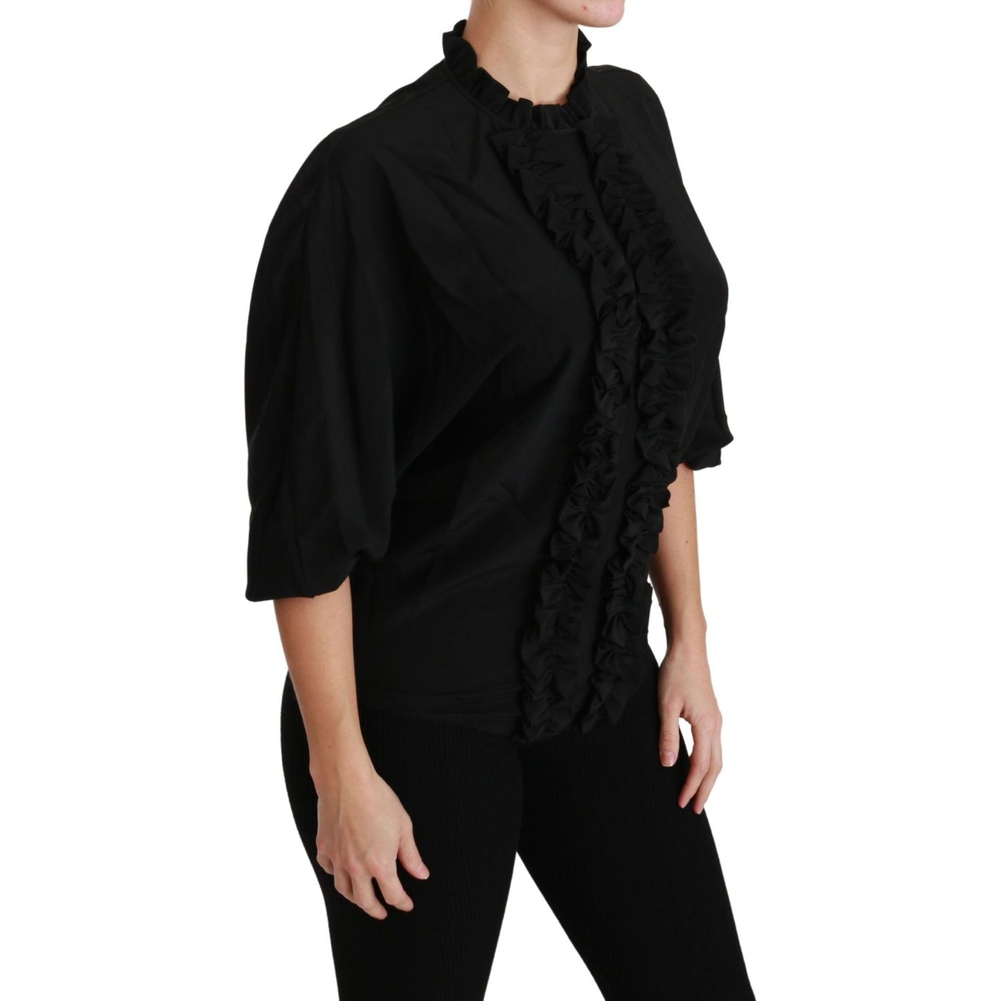 Dolce & Gabbana Elegant Black Silk Short Sleeve Blouse Dolce & Gabbana