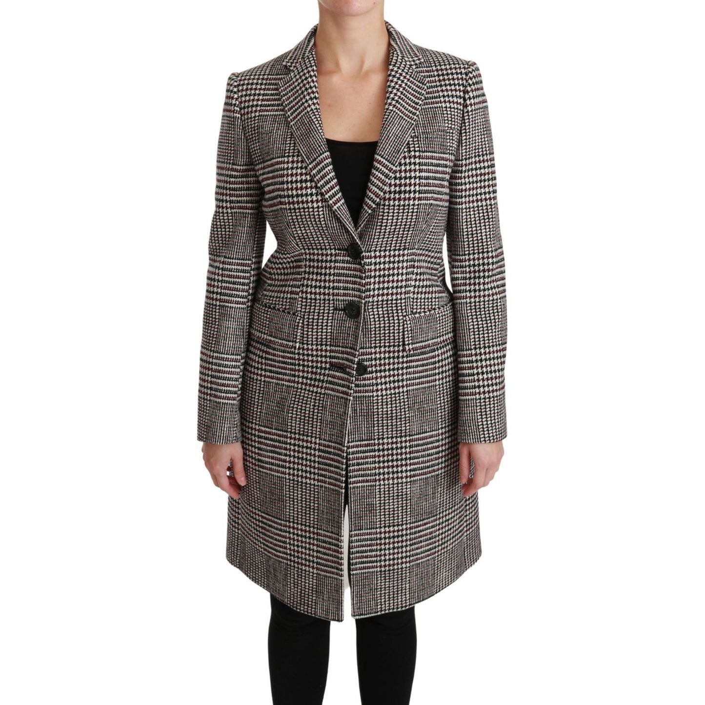 Dolce & Gabbana Elegant Multicolor Checked Knee-Length Jacket Coat Dolce & Gabbana