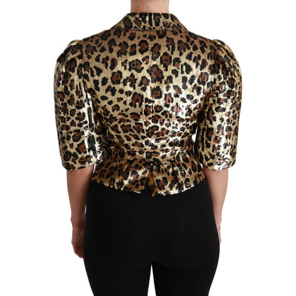 Dolce & Gabbana Blazer Gold Leopard Sequined Jacket Coats & Jackets