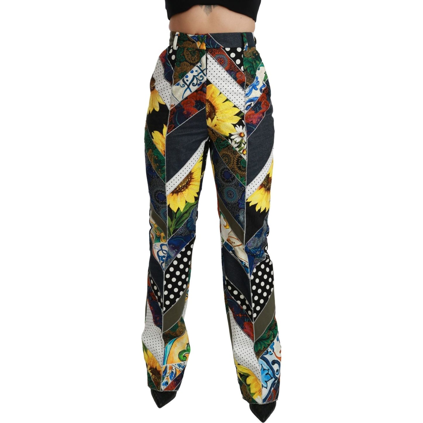 Dolce & Gabbana Elegant High Waist Multicolor Straight Pants Dolce & Gabbana