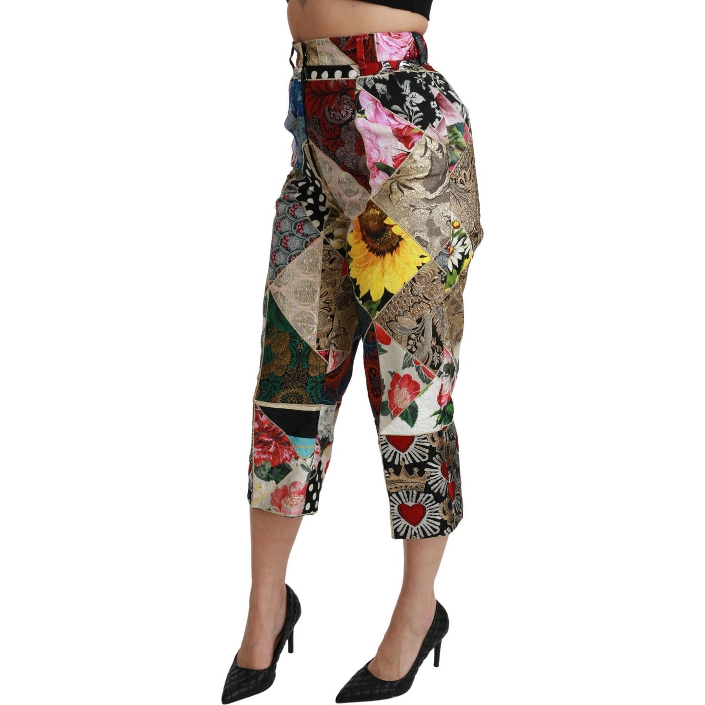 Dolce & Gabbana Elegant High Waist Cropped Silk Blend Trousers Dolce & Gabbana