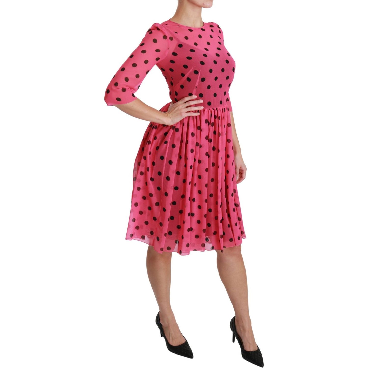 Dolce & Gabbana Elegant Polka Dot A-Line Knee Length Dress Dolce & Gabbana