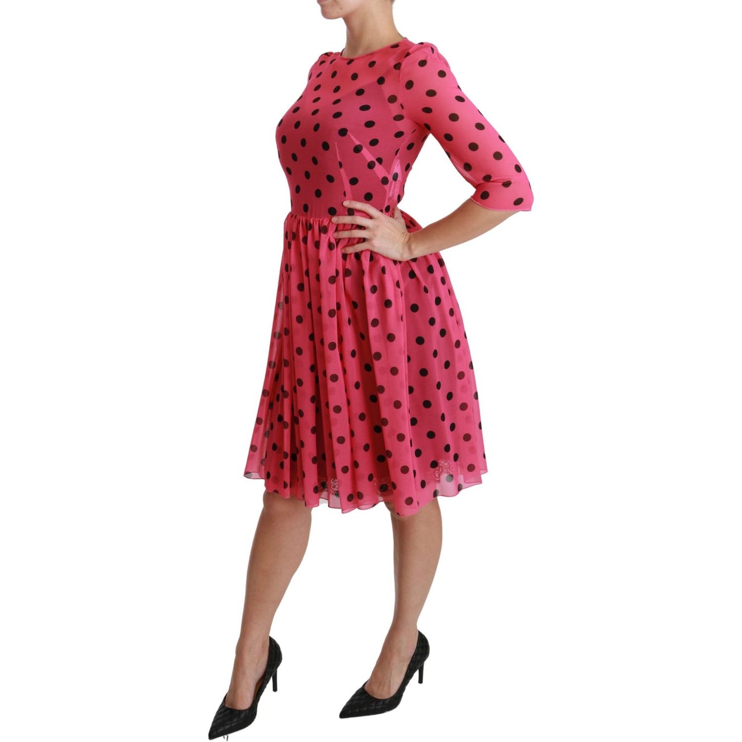 Dolce & Gabbana Elegant Polka Dot A-Line Knee Length Dress Dolce & Gabbana