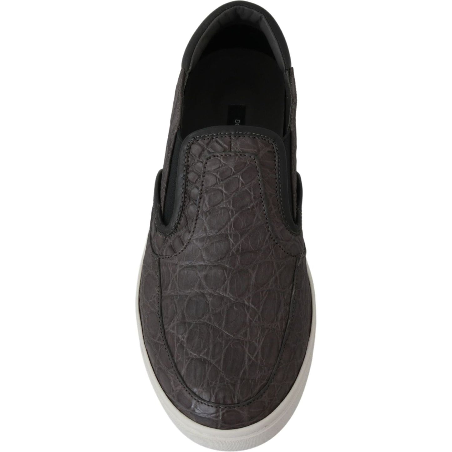 Dolce & Gabbana Elegant Gray Caiman Leather Loafers Dolce & Gabbana