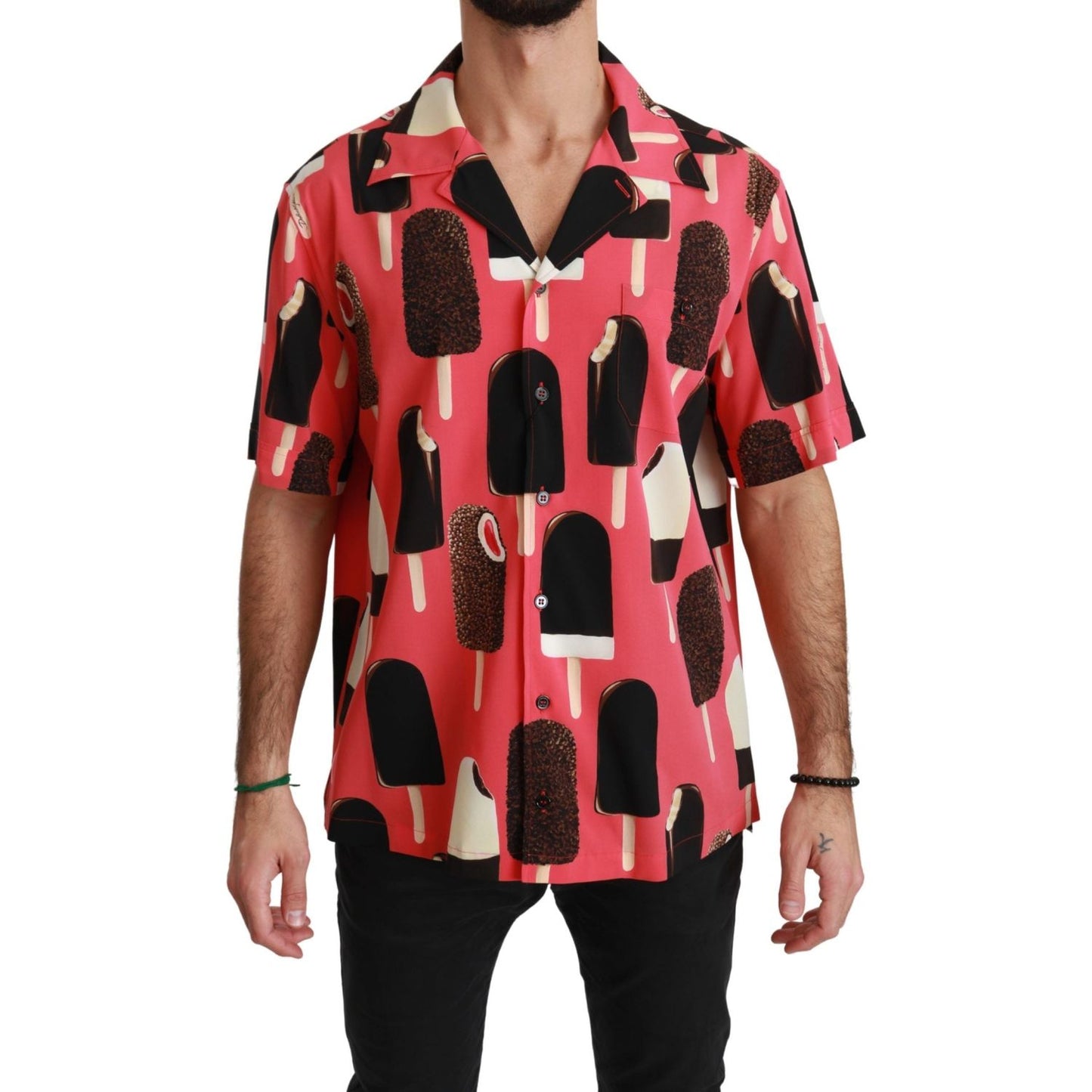 Dolce & Gabbana Elegant Silk Blend Ice-Cream Print Shirt Dolce & Gabbana