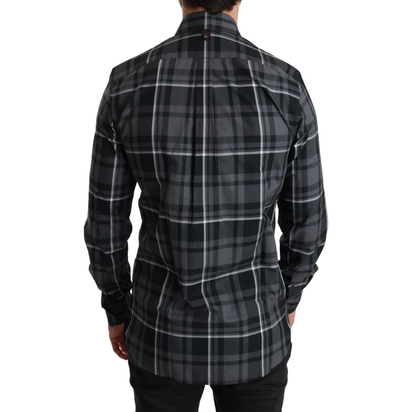 Dolce & Gabbana Elegant Gray Checkered Martini Dress Shirt Dolce & Gabbana