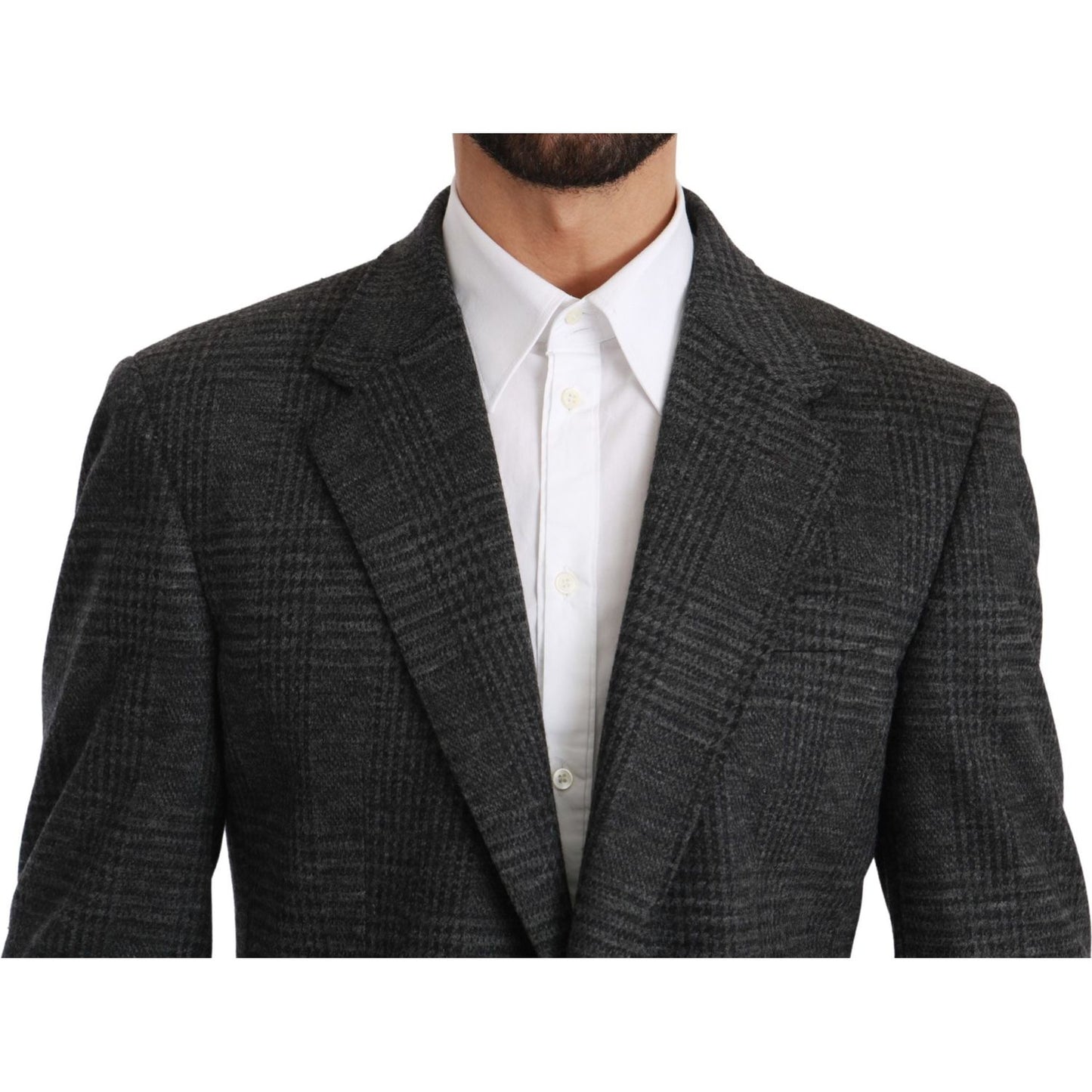 Dolce & Gabbana Elegant Gray Plaid Virgin Wool Blazer Dolce & Gabbana