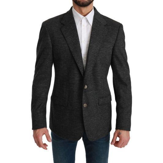 Dolce & Gabbana Elegant Gray Plaid Virgin Wool Blazer Dolce & Gabbana