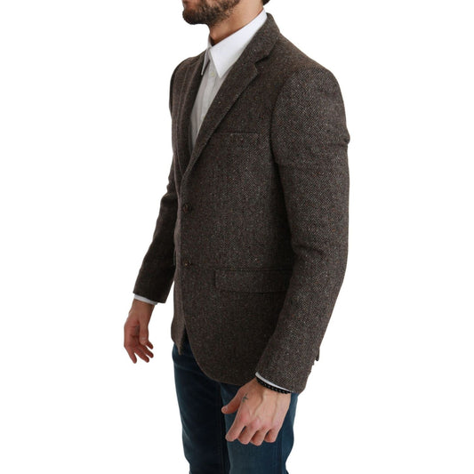 Dolce & Gabbana Elegant Brown Slim Fit Wool Blend Blazer Dolce & Gabbana