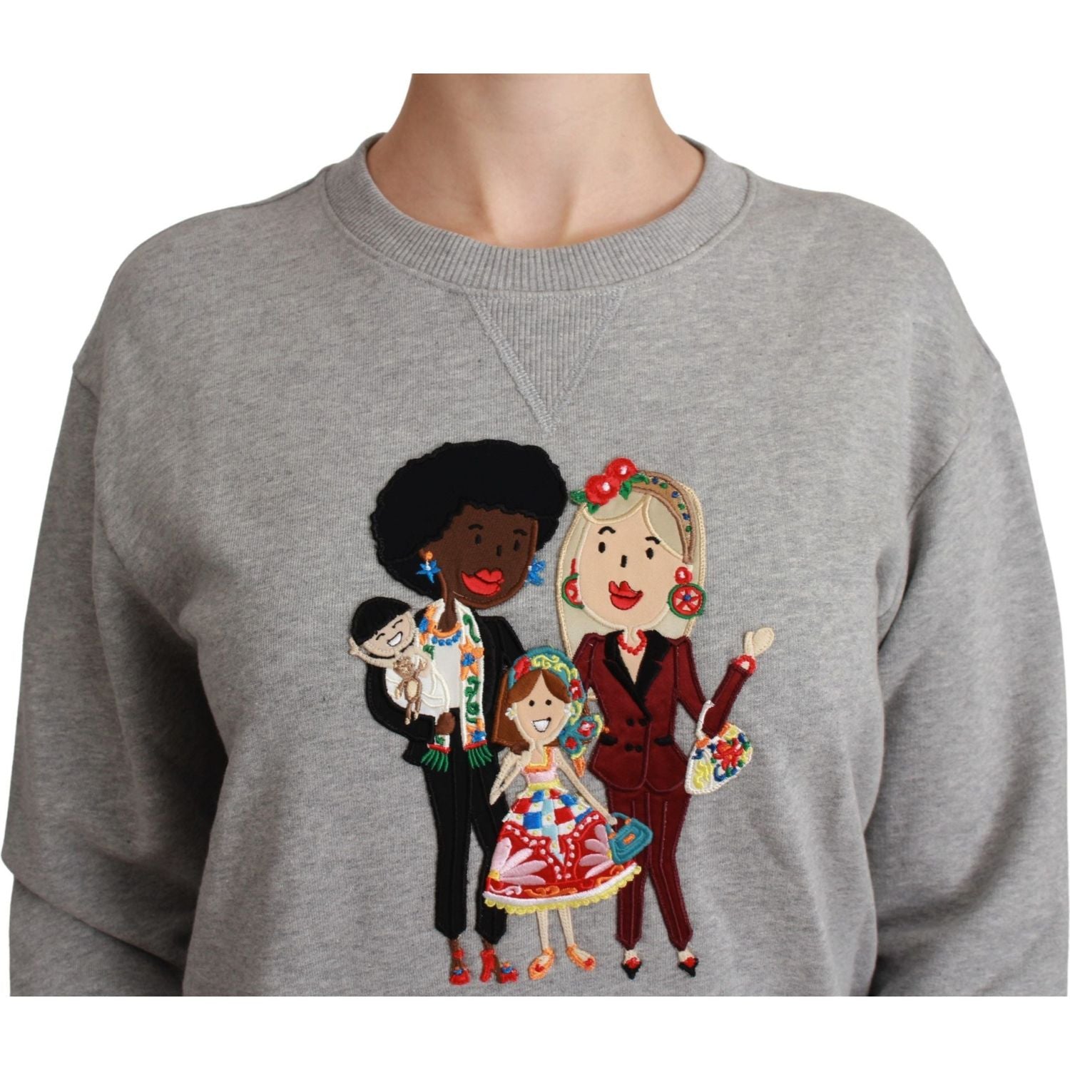 Dolce & Gabbana Gray #dgfamily Cotton Pullover Sweater