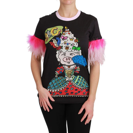 Dolce & Gabbana Chic Crewneck Year of the Pig Motif Tee Dolce & Gabbana