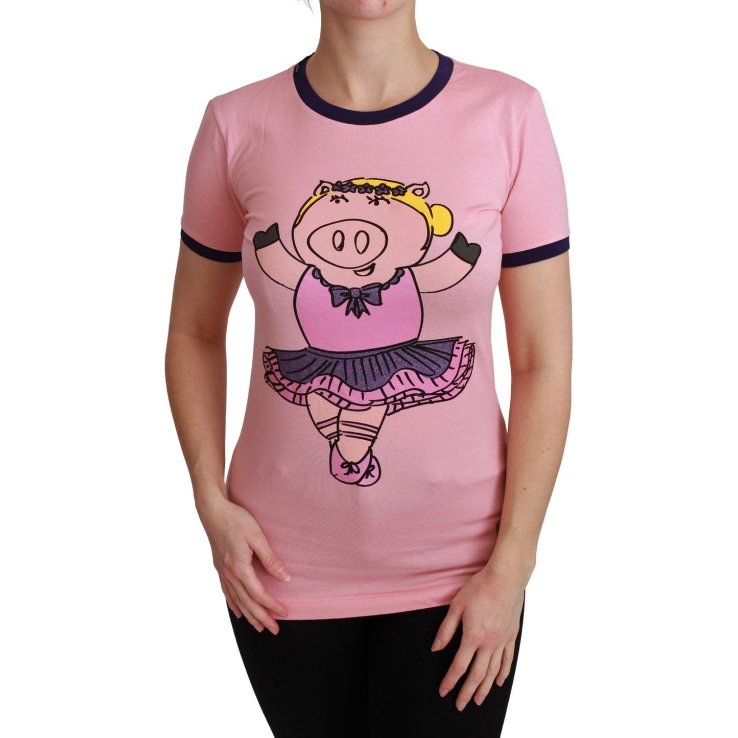 Dolce & Gabbana Pink Crewneck Year of the Pig T-Shirt Dolce & Gabbana