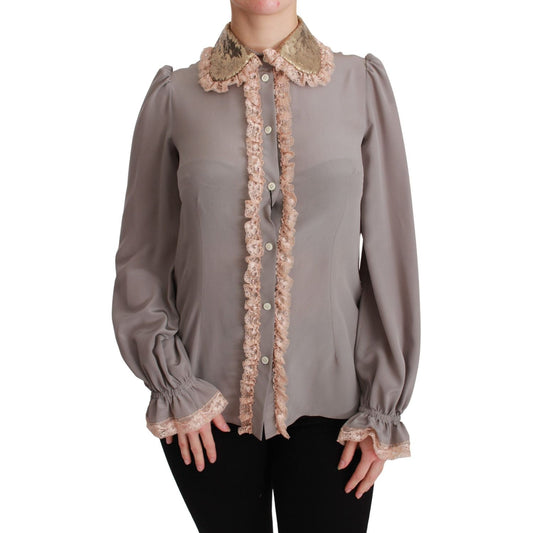 Dolce & Gabbana Elegant Silk Blend Sequin Collar Shirt Dolce & Gabbana