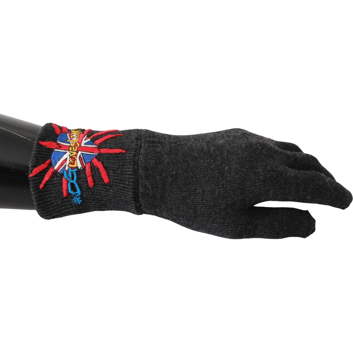 Dolce & Gabbana Gray Virgin Wool Unisex Gloves Dolce & Gabbana