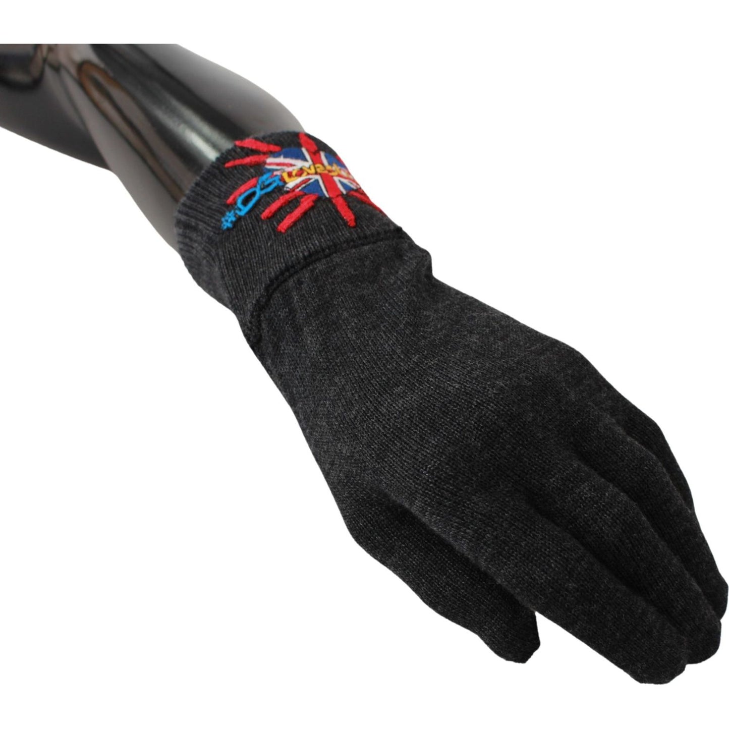 Dolce & Gabbana Gray Virgin Wool Unisex Gloves Dolce & Gabbana