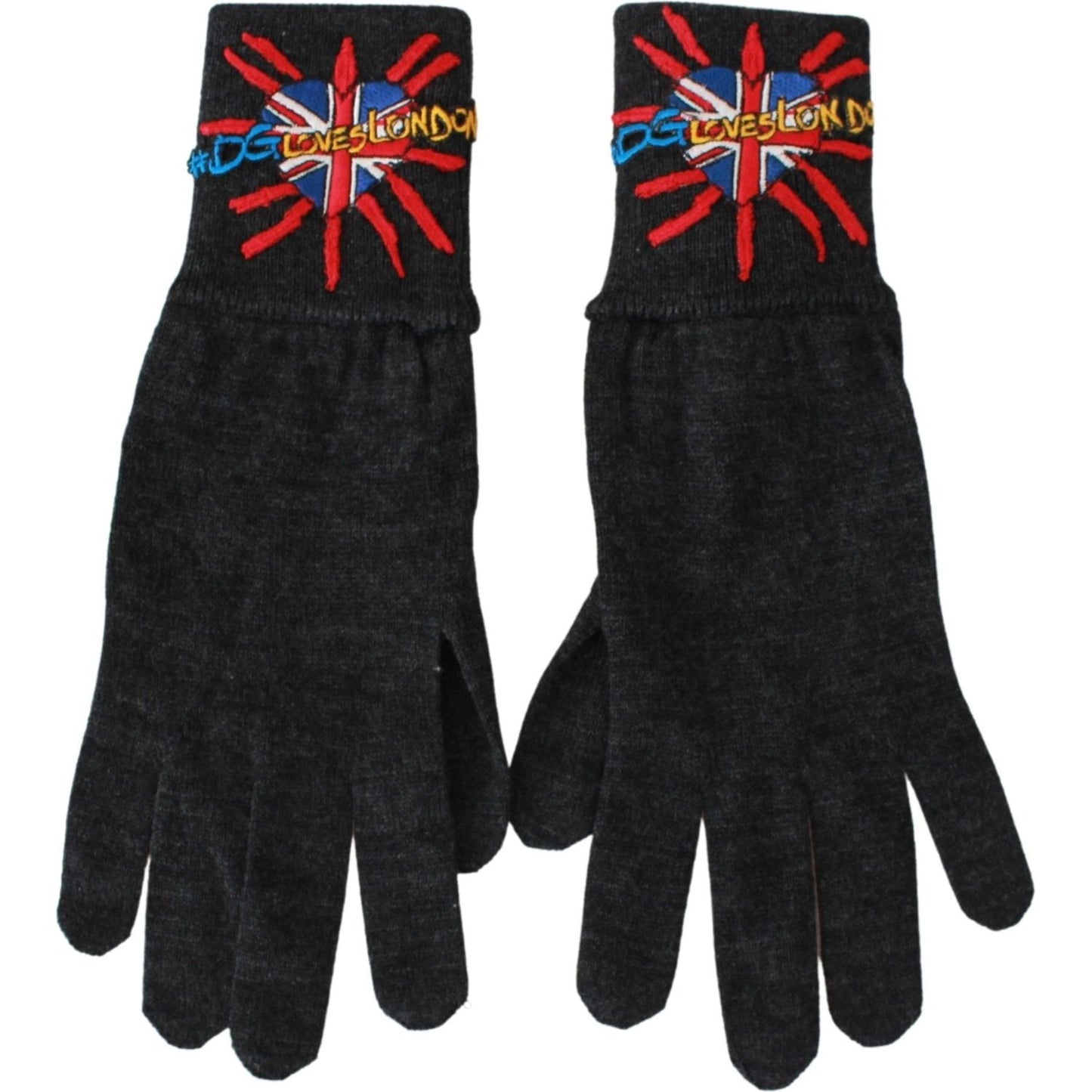 Dolce & Gabbana Gray Virgin Wool Unisex Gloves Dolce & Gabbana