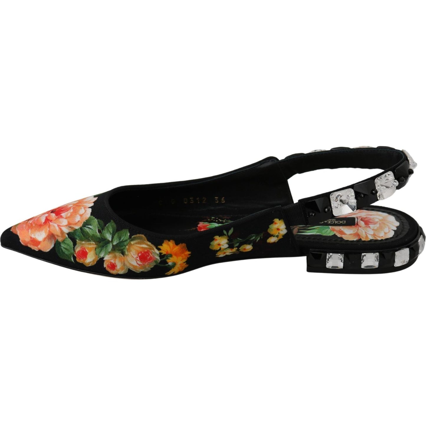 Dolce & Gabbana Elegant Crystal-Embellished Floral Flats Dolce & Gabbana