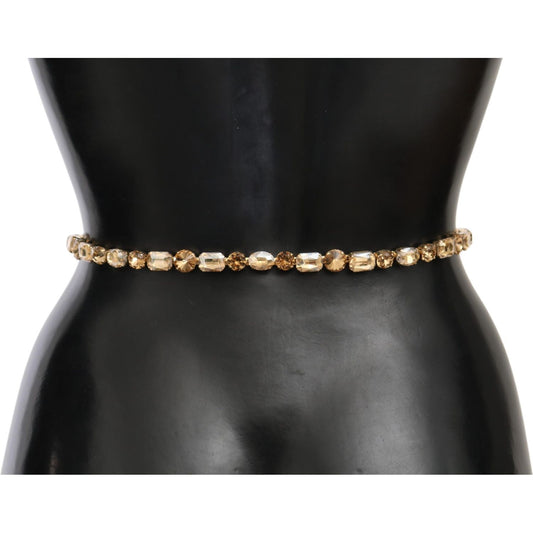 Dolce & Gabbana Champagne Crystal Embellished Leather Belt Dolce & Gabbana