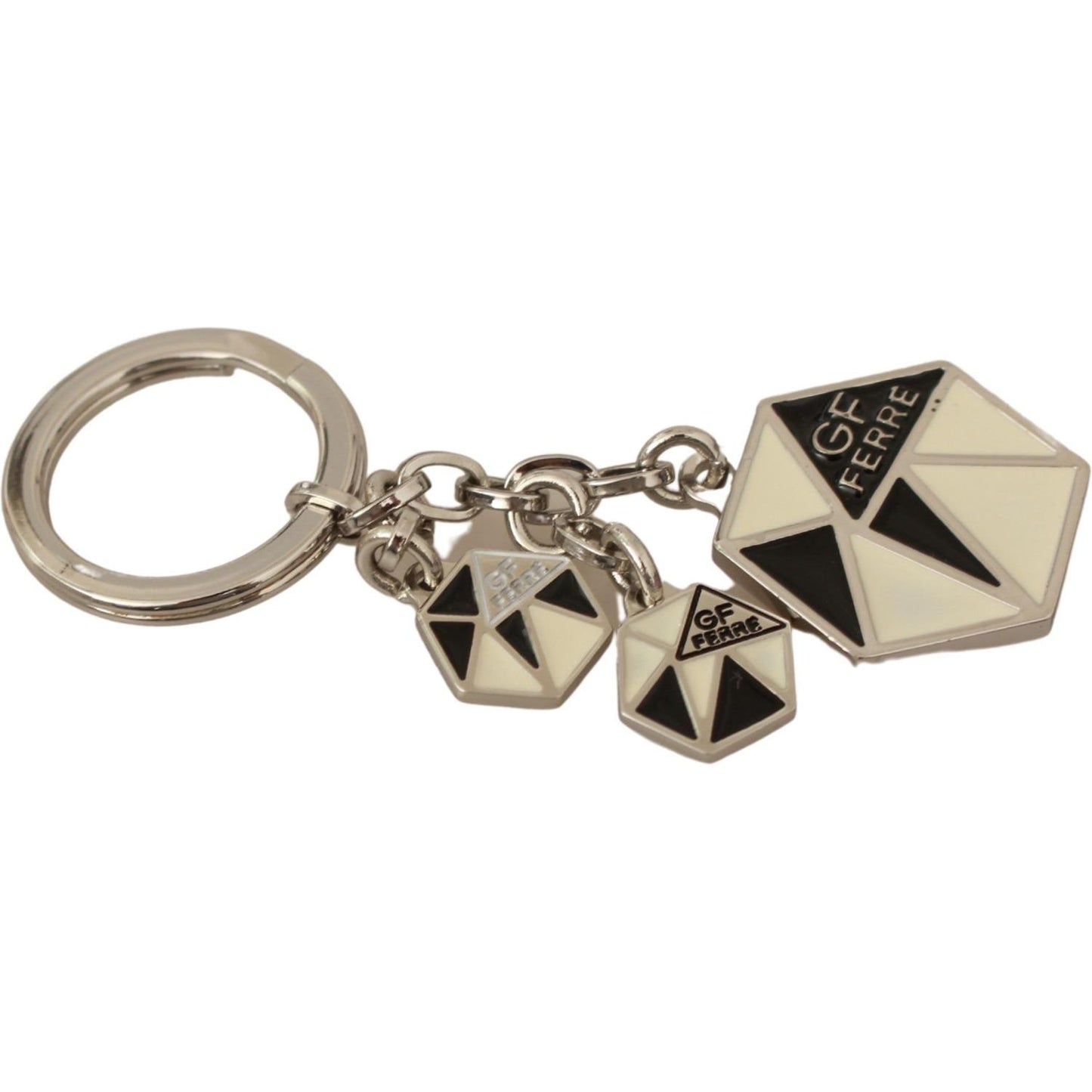 GF Ferre Exquisite Beige Black Metal Keychain Keychain GF Ferre