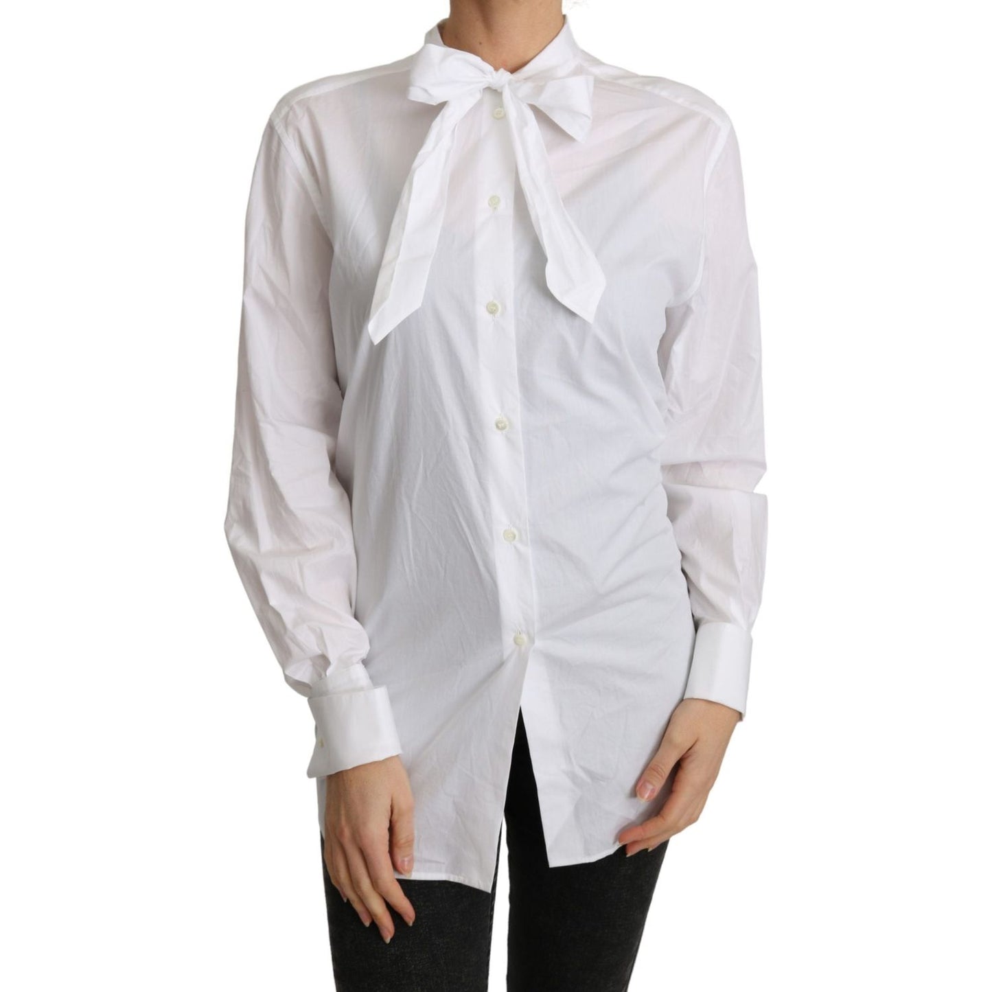 Dolce & Gabbana Elegant Scarf Neck Cotton Blouse Dolce & Gabbana