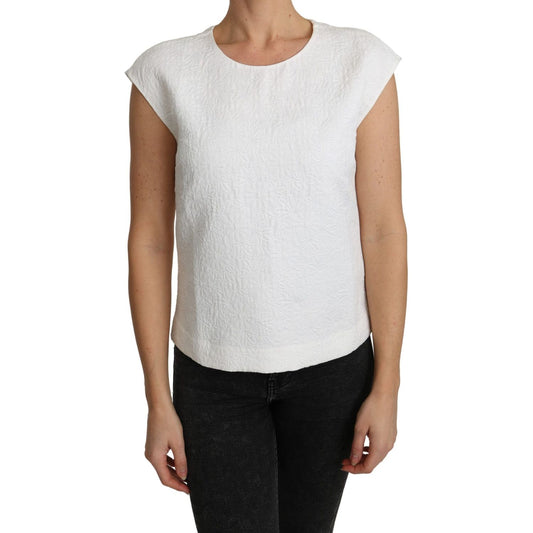 Dolce & Gabbana Elegant White Cotton Blend Blouse Dolce & Gabbana