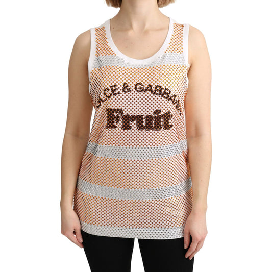 Dolce & Gabbana Crystal Embellished Sleeveless Cotton Top Dolce & Gabbana