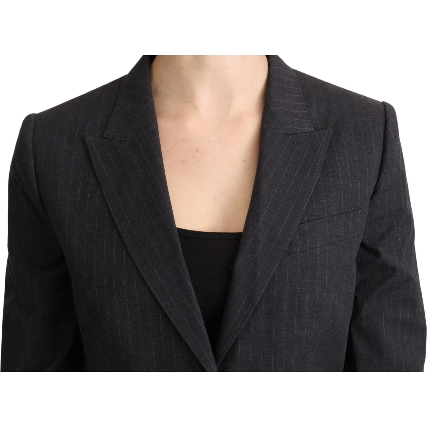 Dolce & Gabbana Elegant Gray Striped Cotton Blazer Dolce & Gabbana